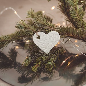 Christmas Heart, Set of 5 Christmas tree ornaments, Minimalist Christmas decorations, Scandinavian Christmas decor, Rustic Christmas decor