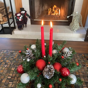 Centro de mesa de Natal, Centro de mesa de Natal, Arranjo floral de Natal, Decoração de mesa de Natal, Recife de Natal, Guirlanda de Natal, Guirlanda