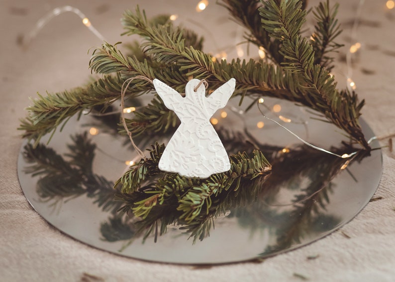 Christmas Angel, Set of 5 Christmas tree ornaments, Minimalist Christmas decorations, Scandinavian Christmas decor, Rustic Christmas decor image 1