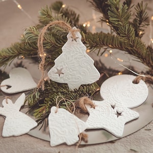 Set of 3 Christmas tree ornaments, Minimalist Christmas decorations, Scandinavian Christmas decor, Rustic Christmas decor, Nordic Christmas