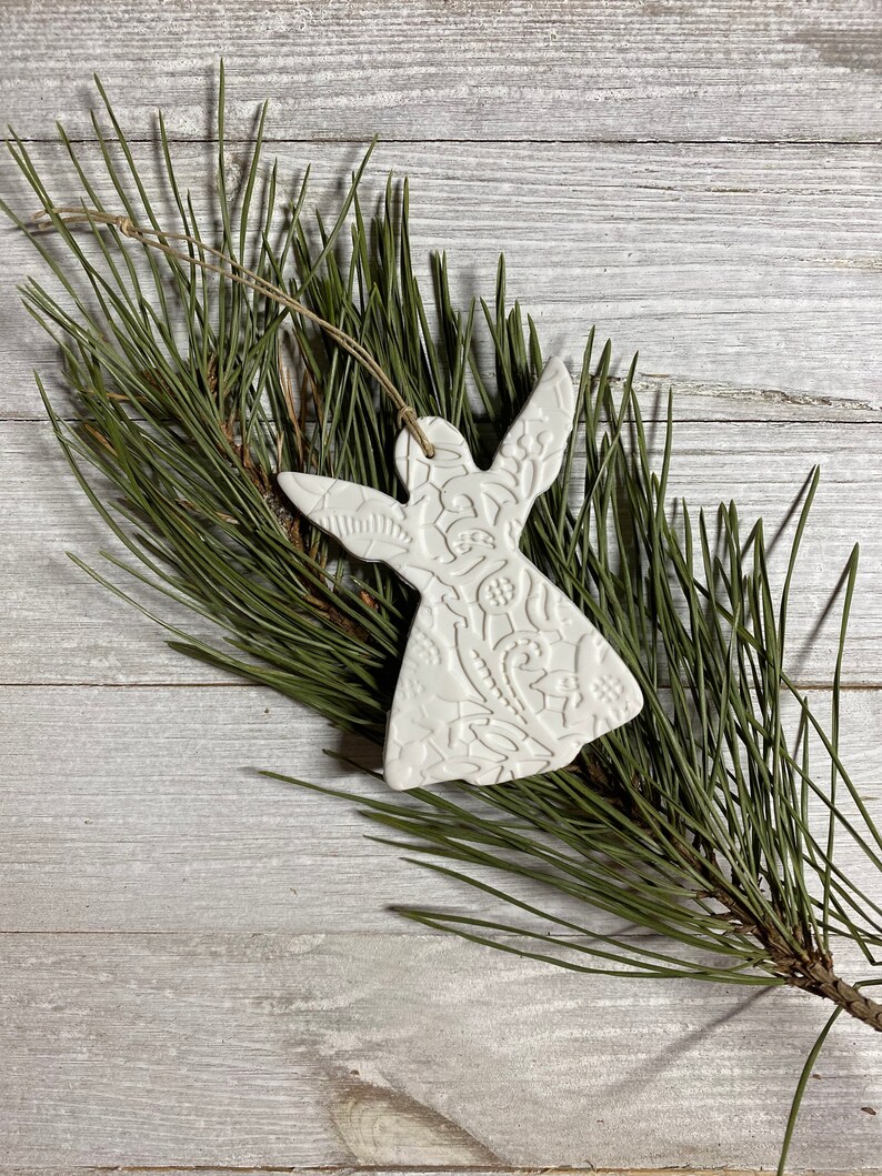 Christmas Angel, Set of 5 Christmas tree ornaments, Minimalist Christmas decorations, Scandinavian Christmas decor, Rustic Christmas decor image 6