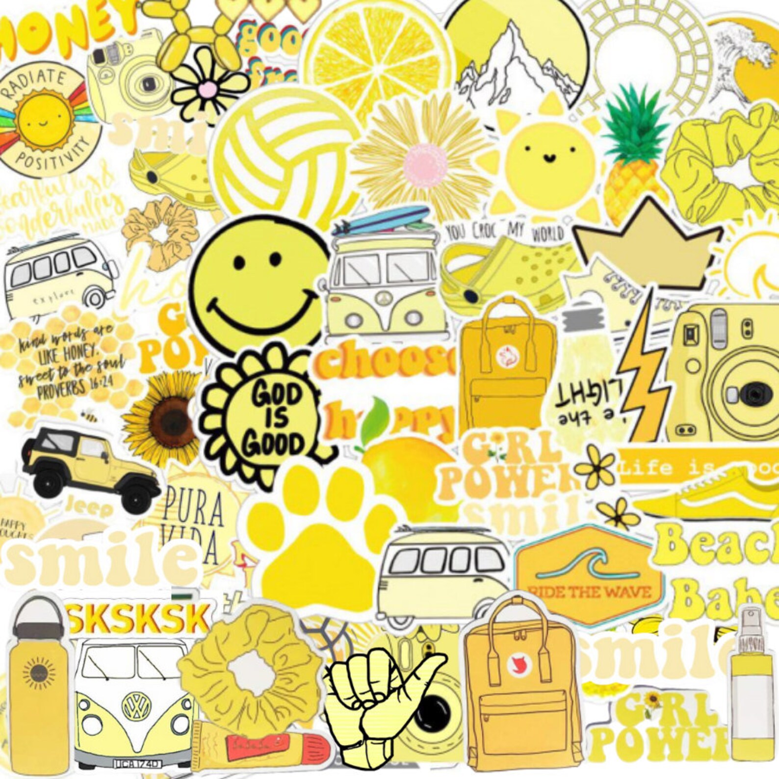 Cute YELLOW VSCO Stickers 5101520 Packs For Etsy