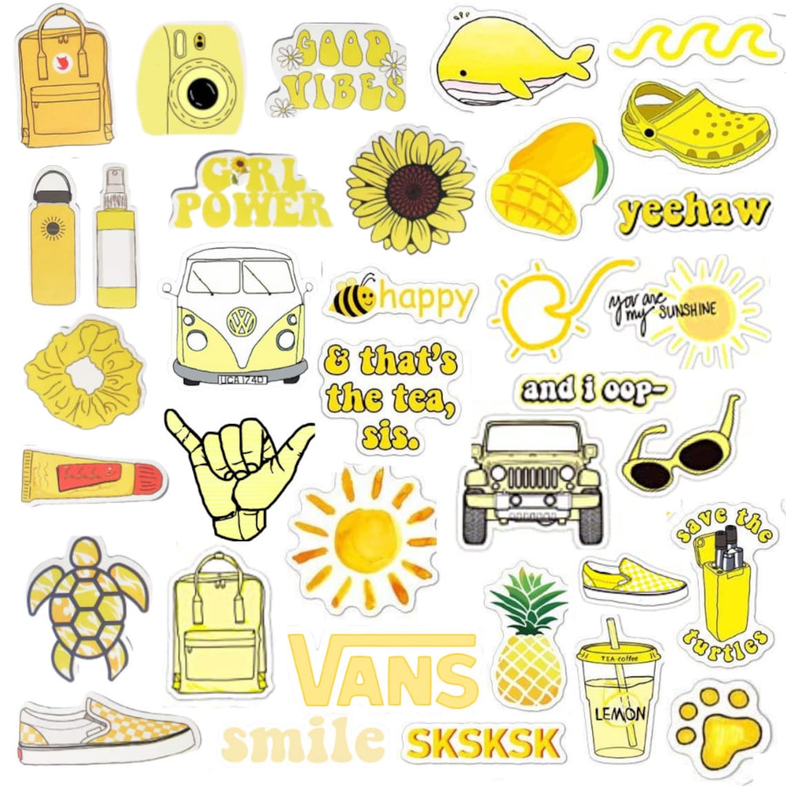 Cute YELLOW VSCO Stickers 5101520 Packs For Etsy