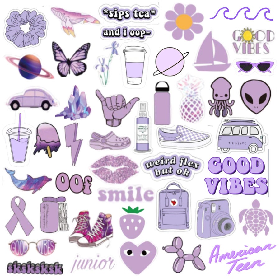 Cute PURPLE VSCO Stickers 5101520 Packs For | Etsy