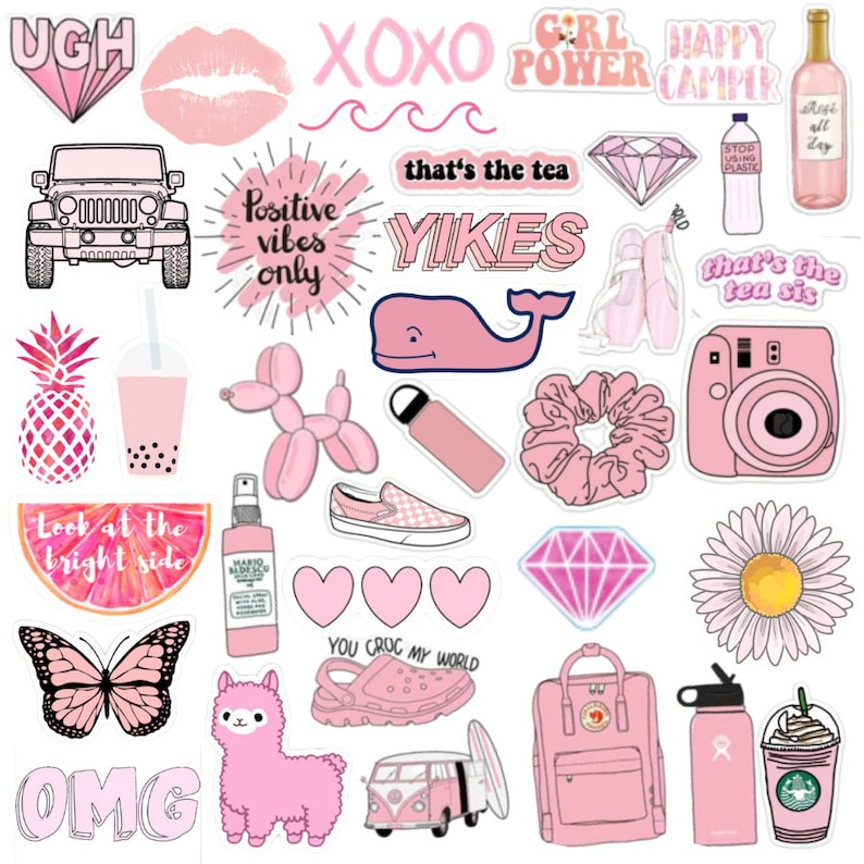 cute pink vsco stickers 5101520 packs for etsy