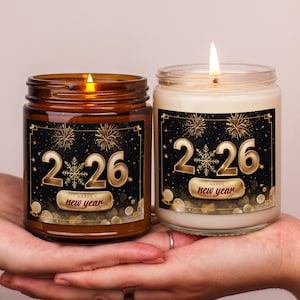 Scented Candles, Happy New Year 2026 with Fireworks, , Celebration Home Decor, Festive Aromatherapy Co-worker Gift New Year Candle