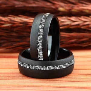 Meteorite Ring, Mens Wedding Ring, Black Ring, Sandblasted Tungsten Ring, Mens Ring, Mens Wedding Band, Meteorite Band, Comfort Fit 8mm