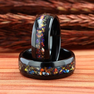 Nebula Ring, Mens Wedding Ring, Black Tungsten Outer Space Ring, Black Ring, Dome Black Mens Wedding Band, Mens Ring Comfort Fit 8mm