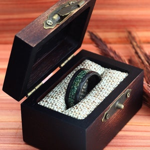 Green Moss Agate Ring, Black Hammered Tungsten Ring, Mens Wedding Ring, Mens Wedding Band, Agate Ring 8mm Gift for Him, Black Tungsten Ring image 4