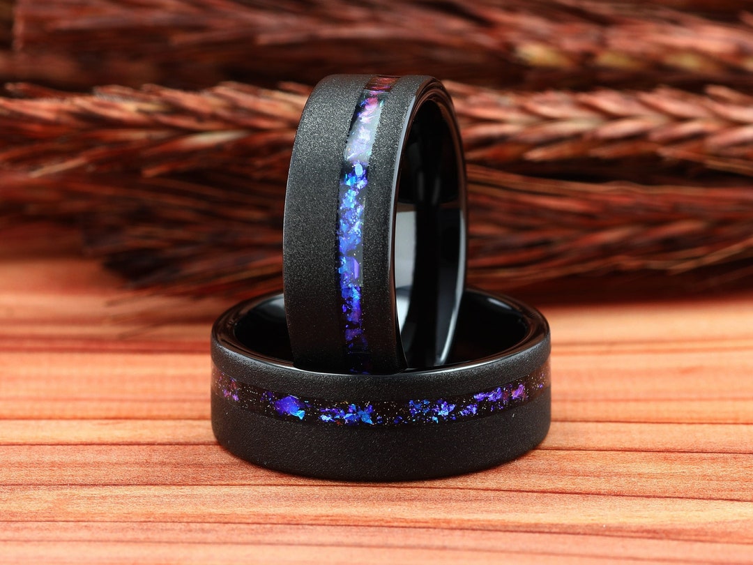 Nebula Ring, Mens Wedding Ring, Sandblasted Black Tungsten Outer Space  Ring, Black Ring, Dome, Mens Wedding Band, Mens Ring, Comfort Fit 8mm - Etsy