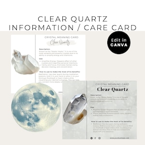 Clear Quartz Crystal Meaning Card: Printable Care Instructions