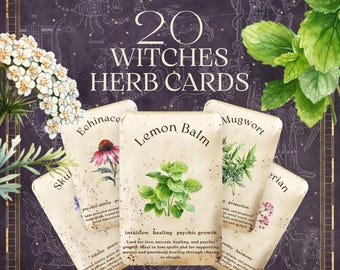 Printable Witch Herb Cards, Grimoire, Book of Shadows, Herbal Apothecary, Green Witch, Instant Download