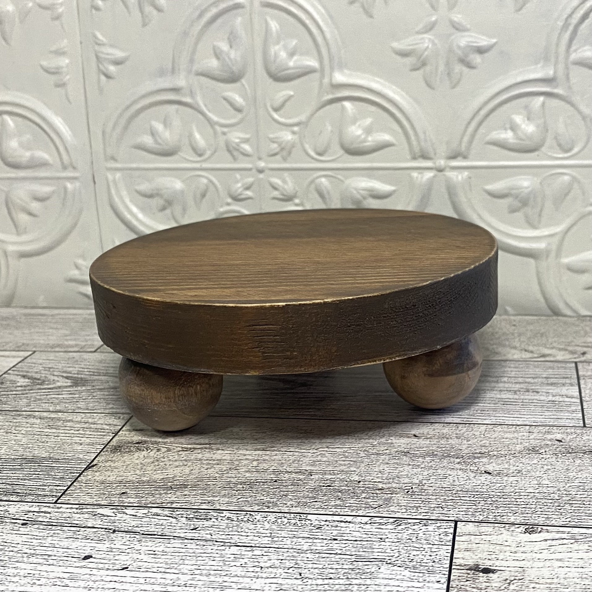 Riser, Wood Riser Stand, Round Riser, Distressed Wood Tray, Farmhouse ...