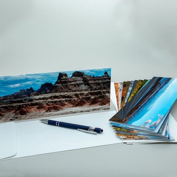 Desolate formations of the Badlands in South Dakota - Scenic Panoramic Landscape - Blank Photography Greeting Card