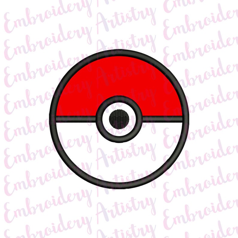 Pokeball Applique Design Pokemon Embroidery Design Machine Etsy