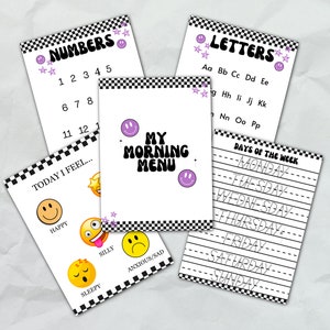 Homeschool Morning Menu - Retro Purple