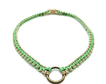 Braided dog tag band, dog tag band, decorative collar with tag ring