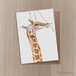 Giraffa Greetings Card. Dipinto originale di Wendy Alcock (WJArtistry). Carta Della fauna selvatica. Giraffe Card. artista del Regno Unito.