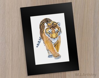 Tiger Print Wall Art Print Animal Print Tiger Art Gift voor haar / hem Vaderdag / verjaardag / kerstcadeau van origineel schilderij van WJArtistry