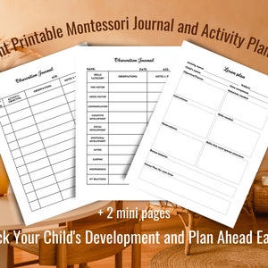 Apostila de Observação - Planejamento de aula para pais Montessori Download digital para impressão - Notas e objetivos