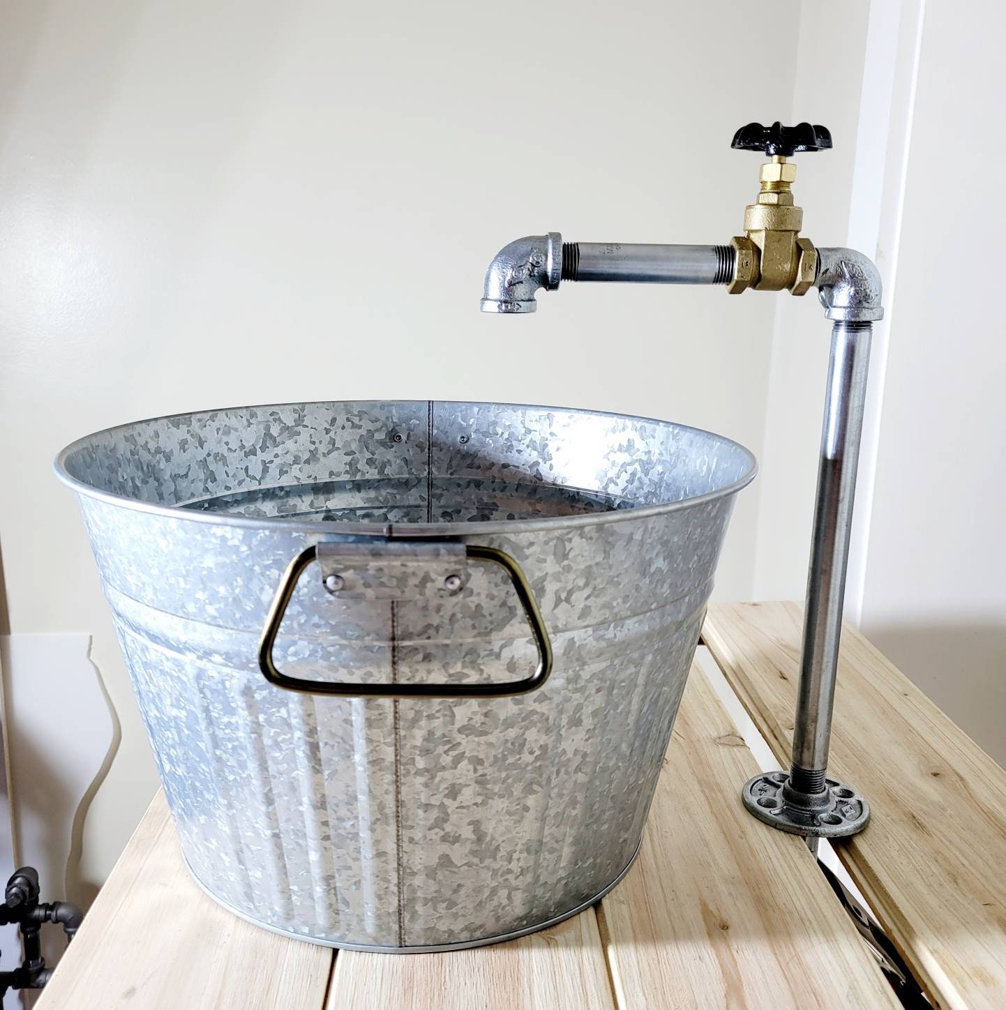 Galvanized Tub Sink Rustic Outdoor Sink Round Etsy