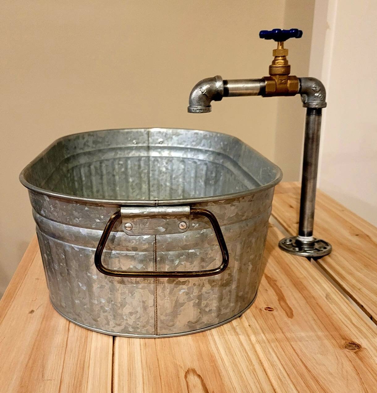 Outdoor galvanized sink with single temperature faucet Etsy
