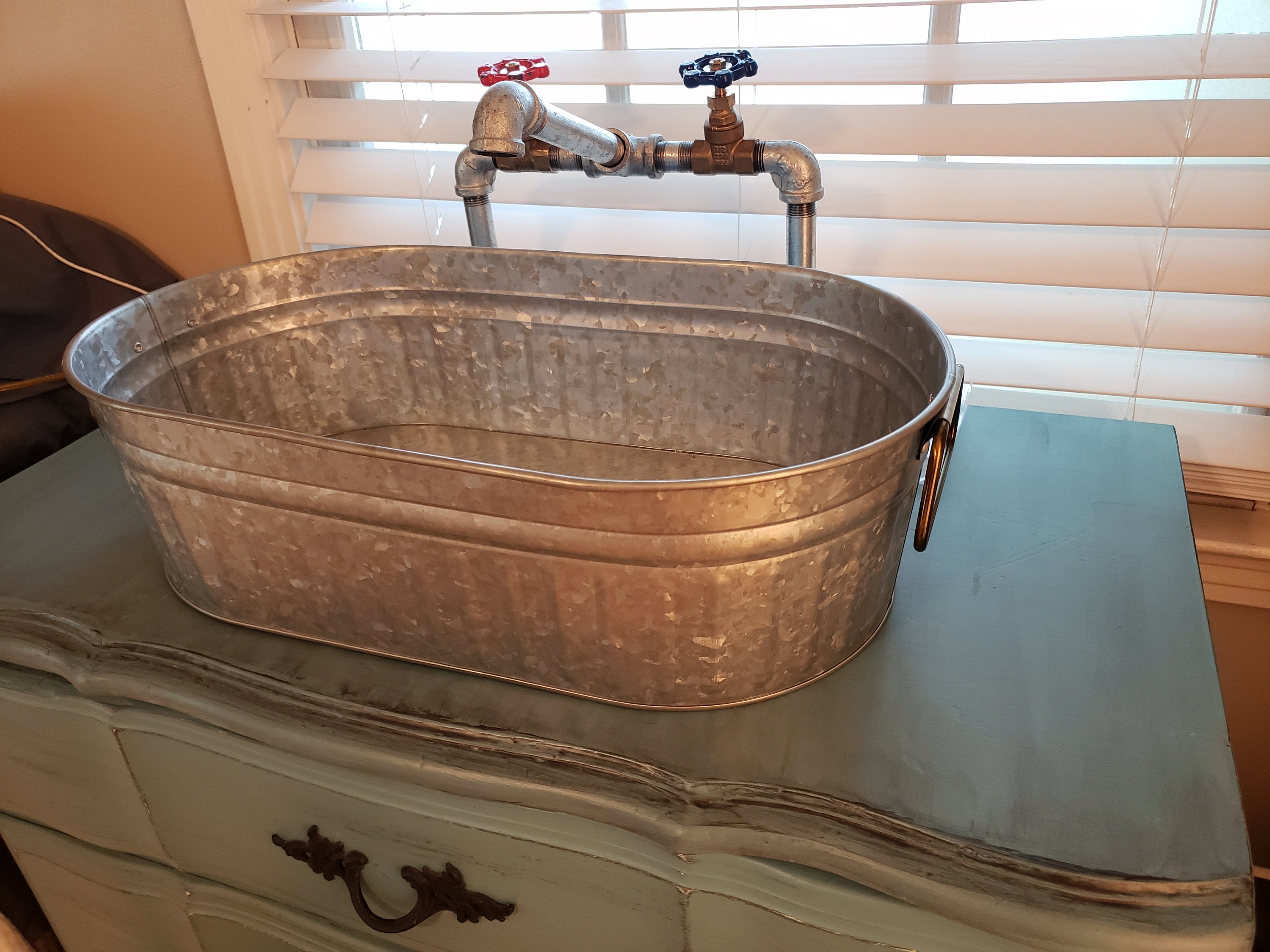 Industrial Sink and Faucet galvanized steel Etsy