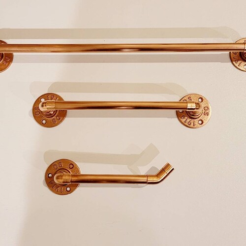 Industrial shops Copper Towel Bars and Toilet Paper Holder, 3 pieces