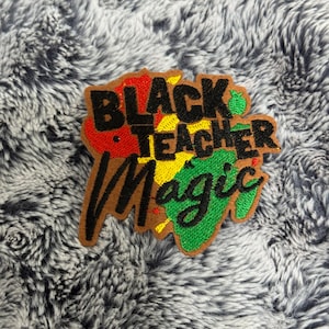 Black Teacher Magic Embroidery Patch – Red, Yellow & Green Edition