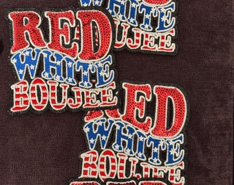 Red, white and Boujee embroidery and sequins patch