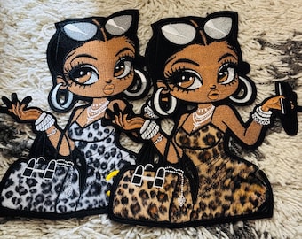Boss lady embroidery and appliqué patch, African American woman,