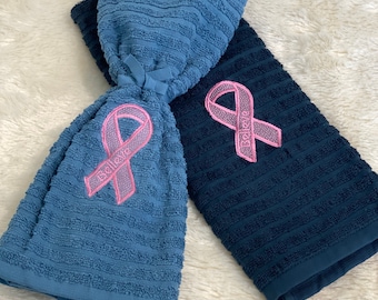 Hand Towels, Dish Towels, Embroidered Towels, Tea Towels, Cancer Awareness Towels