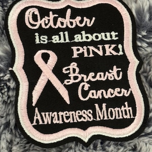 Oktober handlar om rosa! Broderat band, Bröstcancermedvetenhet, Cancer