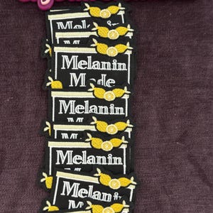 Melanin Made embroidery patch with lemons, fun, melanated