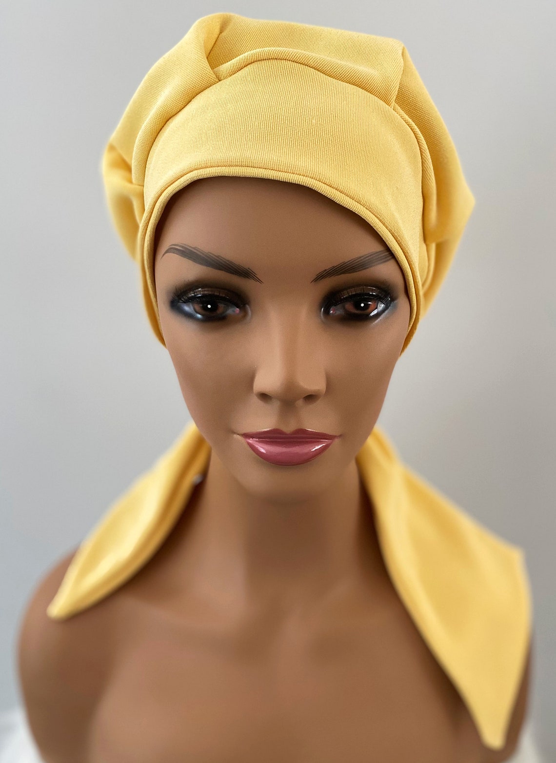Chemo Cancer Care headwear for women in Yellow tie back hat Etsy
