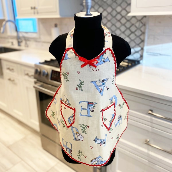 Apron for child or match for mother & child, mommy and me, school teachers or nursery school teachers in fine Cotton by loveandkissesbybella