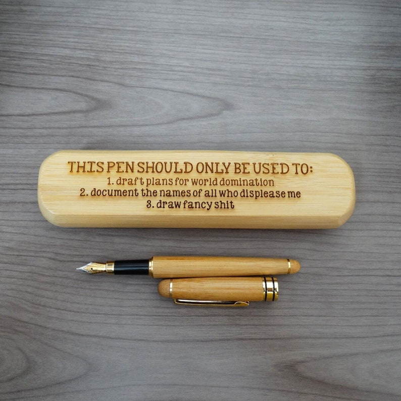 Engraved Bamboo Fountain Pen  This Pen Should Only Be Used To image 1