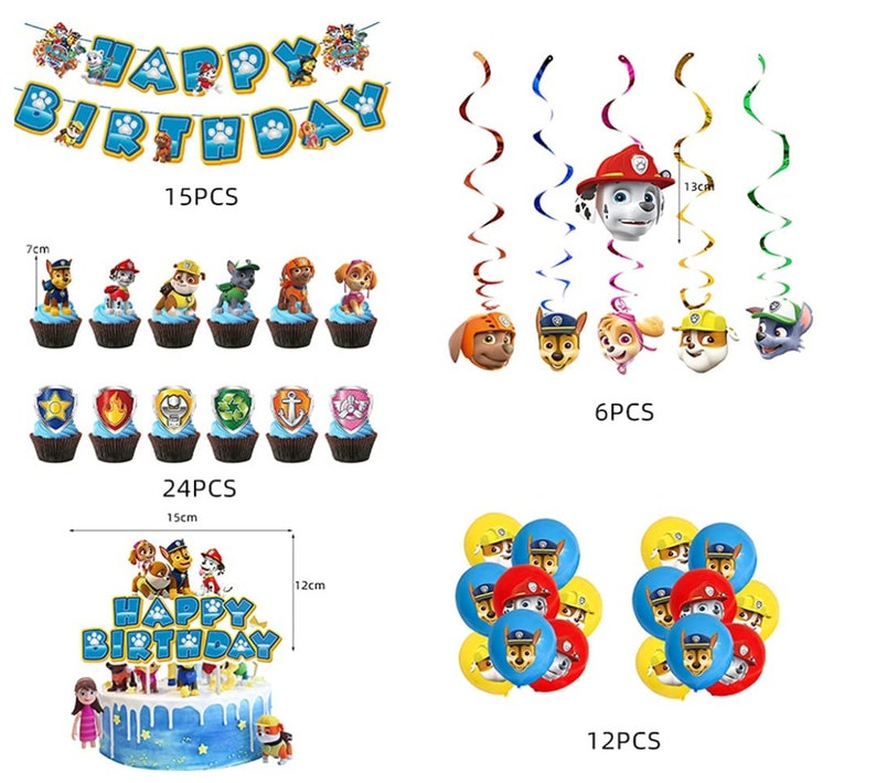 Paw Patrol Party Supplies Birthday Party Decorations Happy Etsy