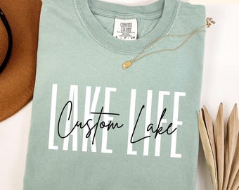 Custom Lake Life Comfort Colors T-Shirt, Personalized Lake House Shirt, Summer Vacation Tee