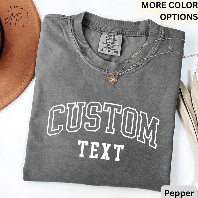 Camiseta con texto personalizado Comfort Colors®, camiseta personalizada, camiseta personalizada, camiseta con tu texto, camiseta personalizada, camisetas para mujer imagen 4