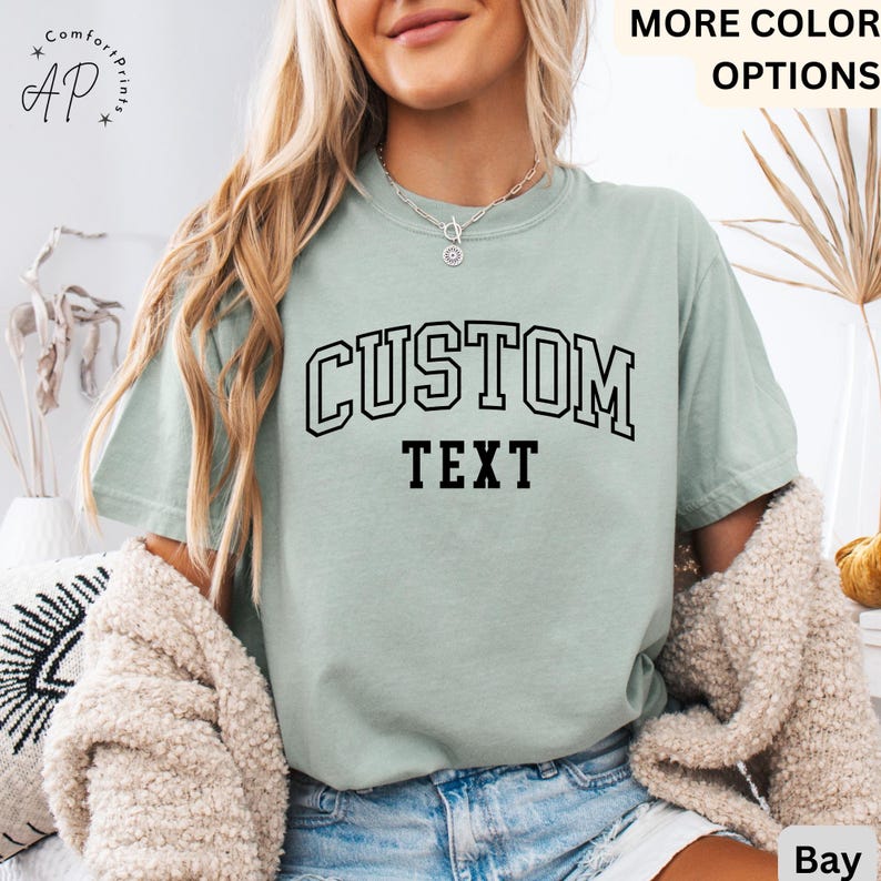 Camiseta con texto personalizado Comfort Colors®, camiseta personalizada, camiseta personalizada, camiseta con tu texto, camiseta personalizada, camisetas para mujer imagen 8