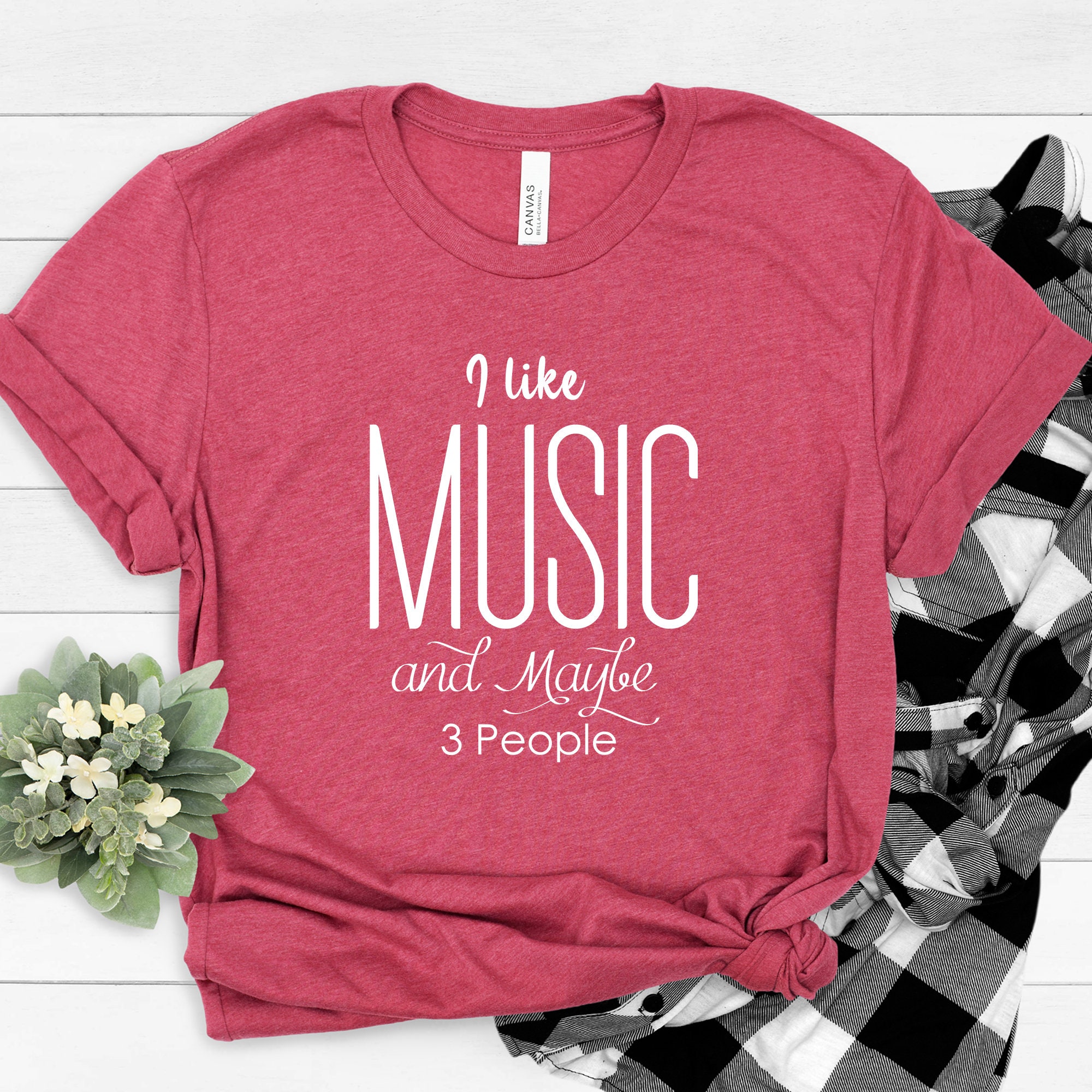 T-shirt Homme/Femme « I Like Music More Than People » – 100% Coton – Coupe Confortable