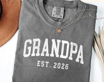 Camiseta Grandpa Est Comfort Colors®, camiseta personalizada para abuelo, camiseta para abuelo con anuncio de embarazo, regalo para el Día del Padre
