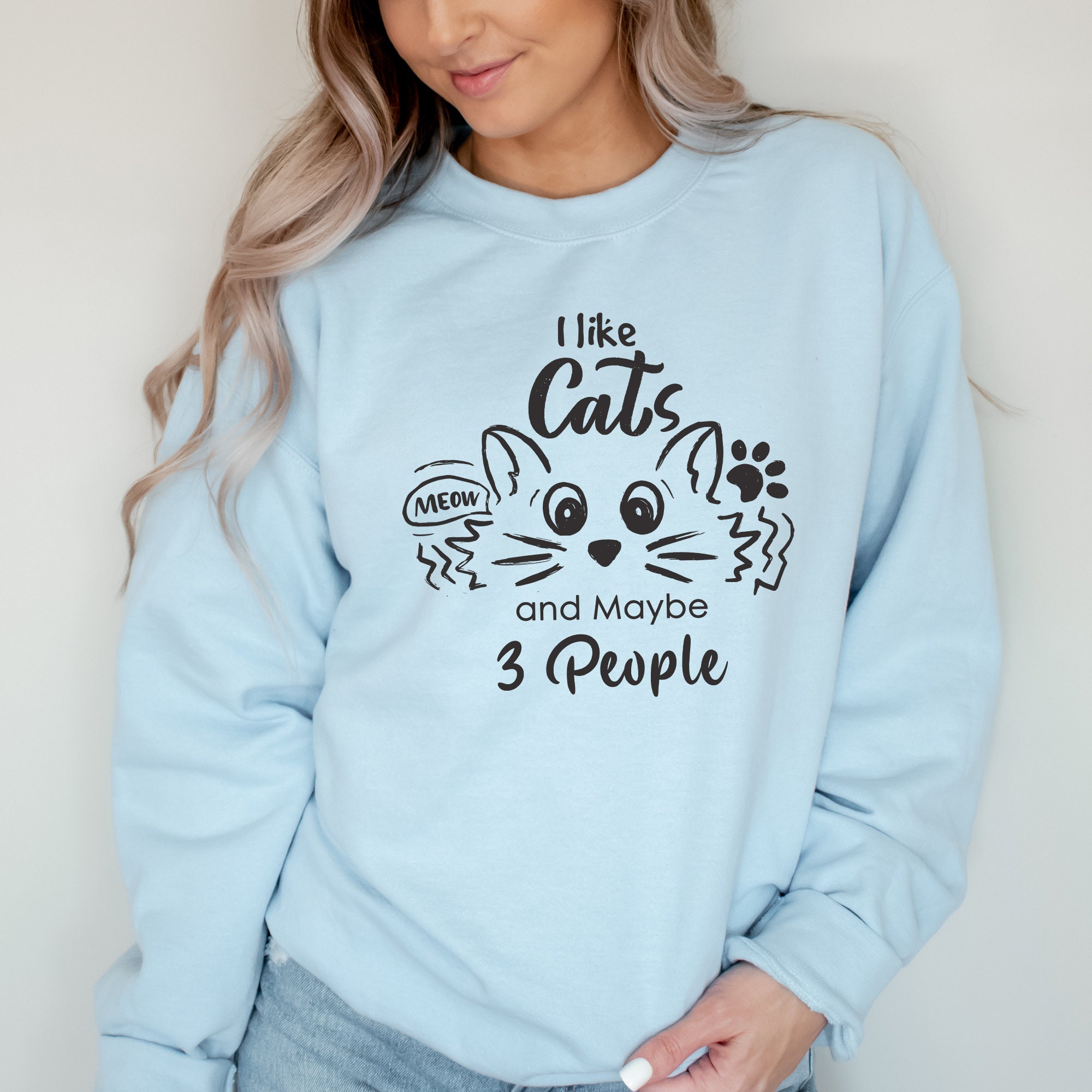 I Like Cats And Maybe 3 People Sweatshirt Funny Cat Lover Etsy Ireland