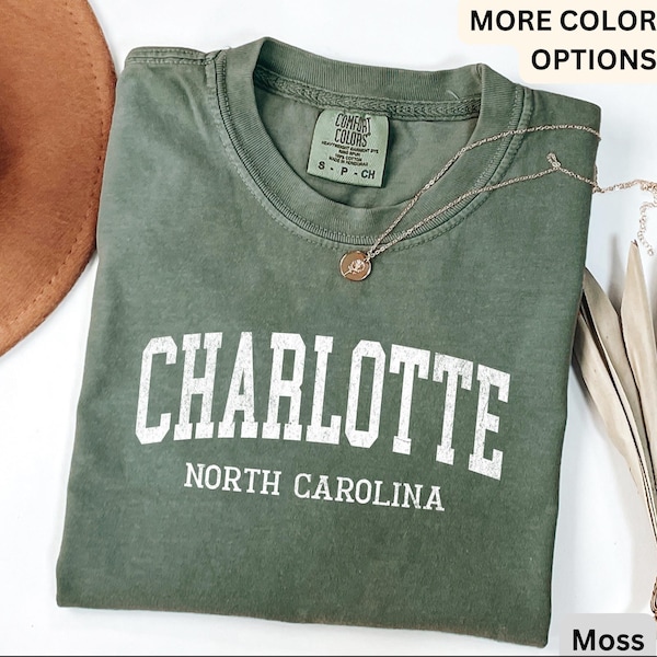 Charlotte Comfort Colors® T-Shirt, Charlotte North Carolina Souvenir Shirt, Gift for Charlotte Traveler