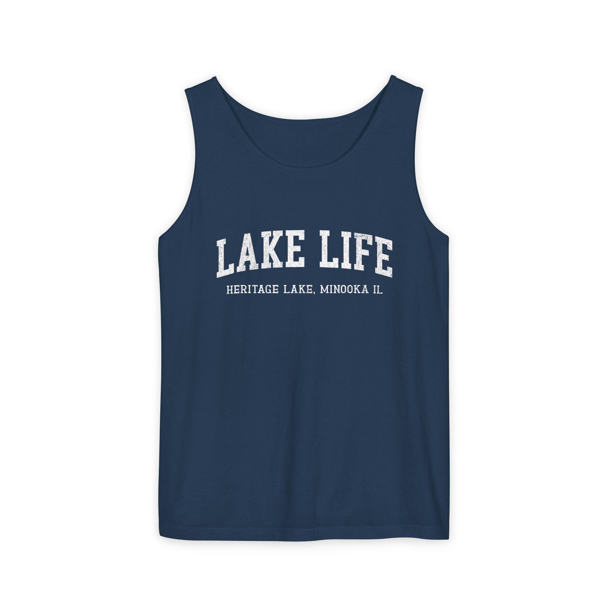 Lake Life Tank Top For Women - Funny Graphic Sleeveless Vacation Shirt (Blue, Medium)