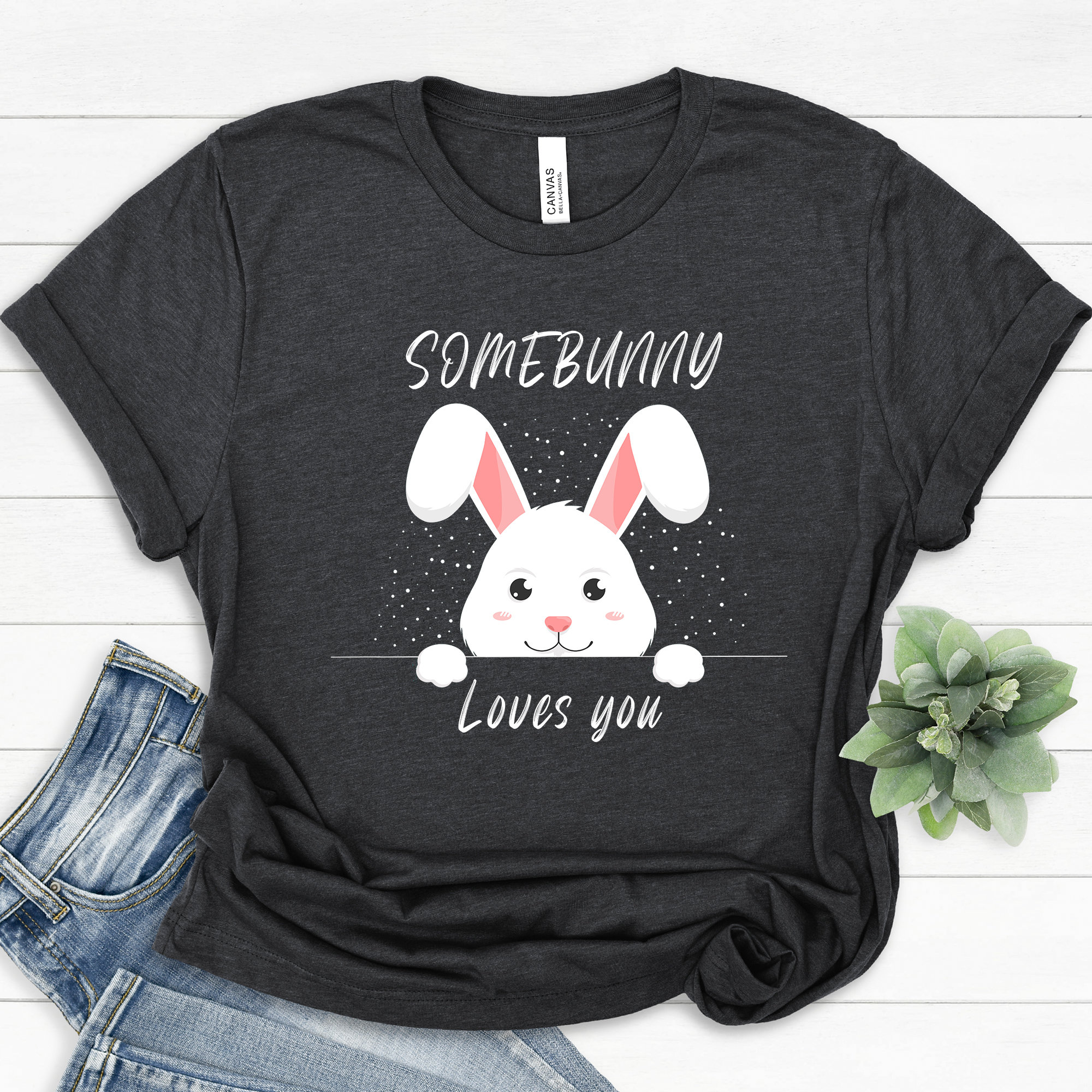 Somebunny Loves You Tshirt Cute Bunny Design Shirt Sweet Etsy