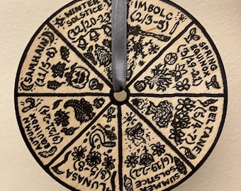 Hand-Drawn Wheel of the Year Ornament/Wall Hanging/Decor