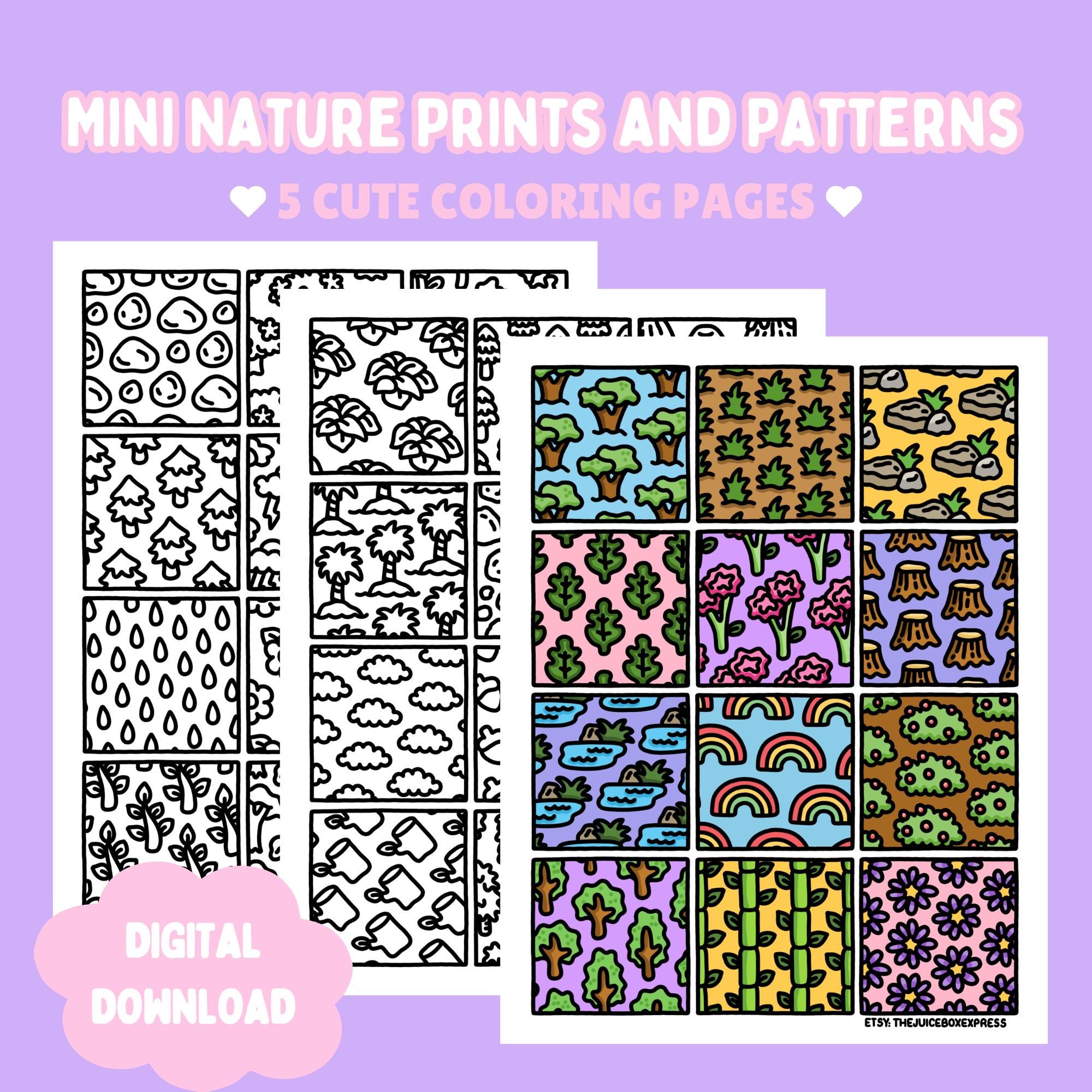Mini Nature Landscape Prints and Patterns — coloring book cover