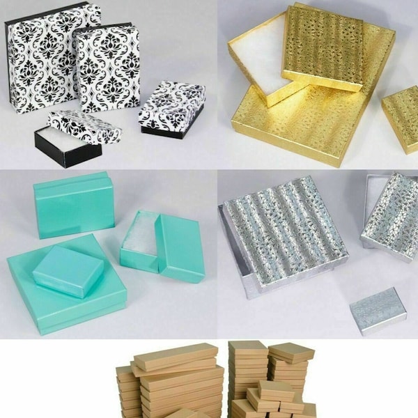 100 Pieces Jewelry Gift Box Milti Color Cotton Filled Jewelry Boxes Jewelry GIFT Boxes Case of 100